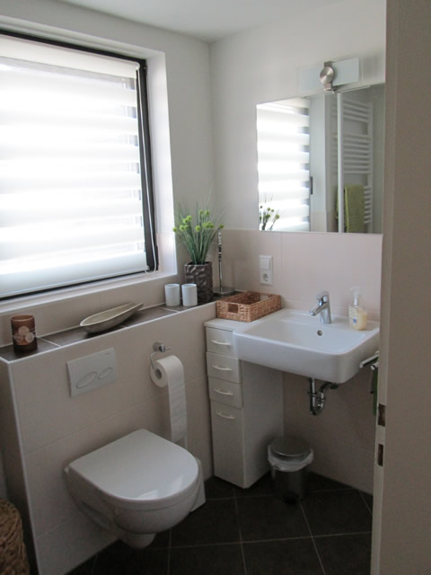 Badezimmer mit Dusche und WC – Ferienwohnung 1 Leisch-Kreutz
